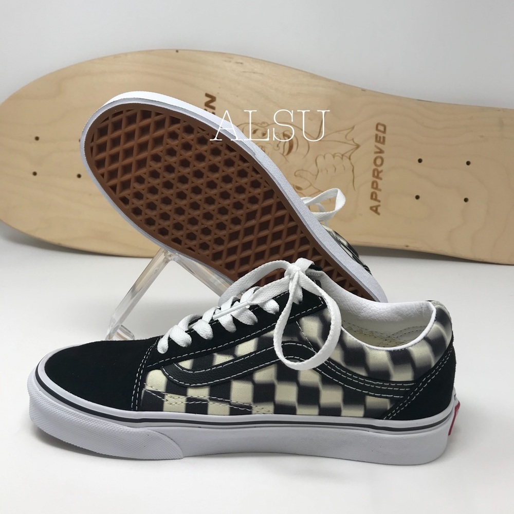 VANS Old Skool Blur Check Black Classic W AUTHENT - Picture 3 of 9